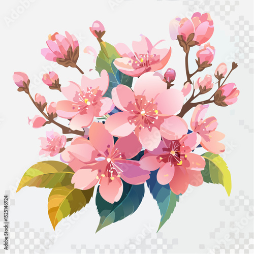桜のアニメ風ベクター背景透過素材