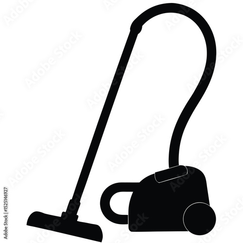 Isolated Black Vacuum Cleaner Silhouette on White Background for Cleaning and Maintenance