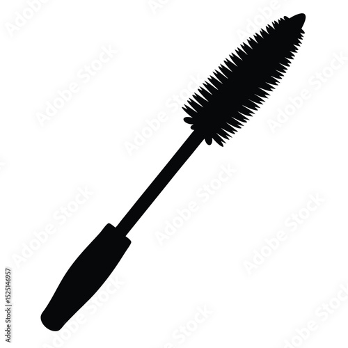 Isolated Mascara Wand Black Silhouette Detail Brush Applicator for Eyelash Enhancement Beauty