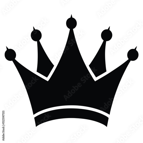 Royalty Crown Black Silhouette of a Crown with Spheres and Spikes Design