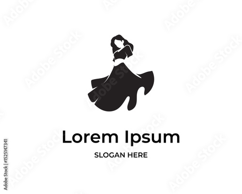 fashion dress logo design with women figure template. Women india dress or clothing logo design.