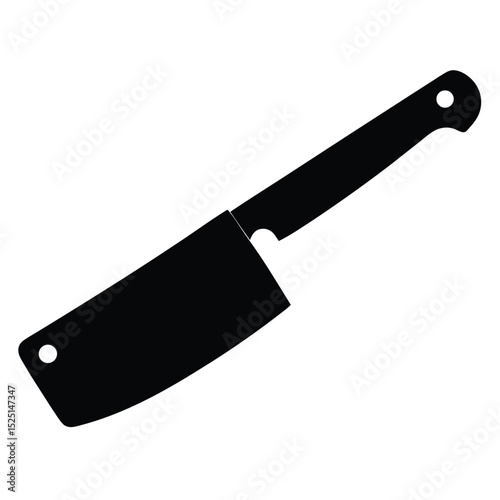 Silhouette of a Cleaver Kitchen Tool with Handle and Blade Hole Detail