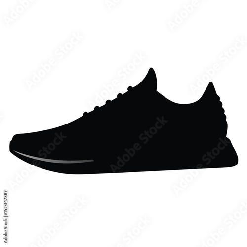 Silhouette of a Modern Black Sneaker with Laces and Thick Sole