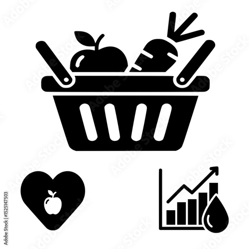 Healthy Choices & Nutrition Tracking Vector Icon Set