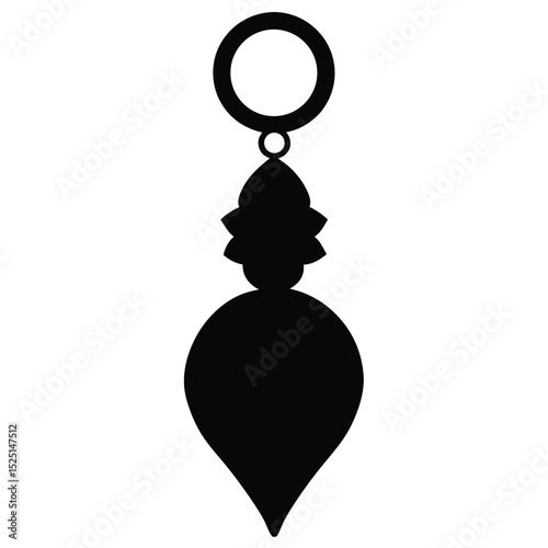 Silhouette of Modern Style Pendant with Loop, Ornament, and Teardrop Element