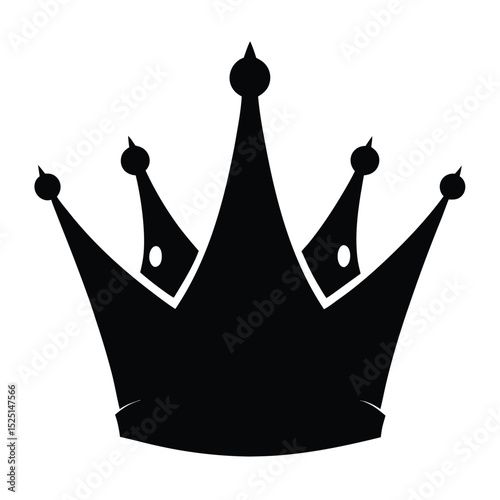 Simple Crown Silhouette Black and White Art Depicting Royalty and Power Icon