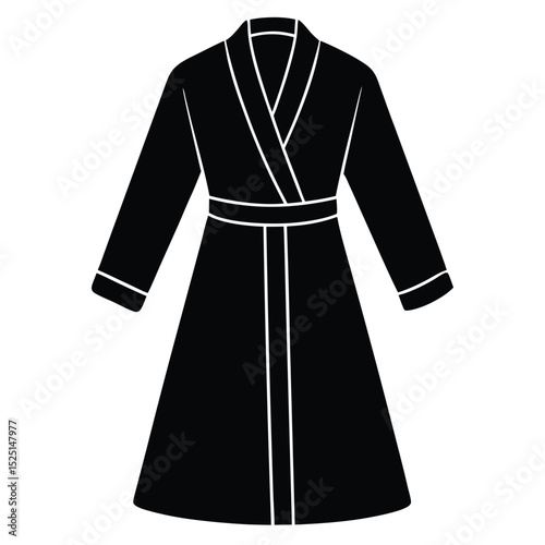 Stylish Black Robe Illustration Clothing, Sleepwear, and Loungewear Fashion Icon for Relaxation and Comfort