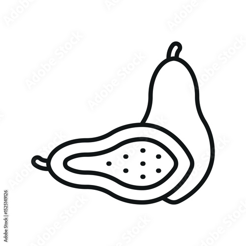 Flat papaya icon, perfect for tropical food, juice labels, healthy lifestyle, and organic visuals.