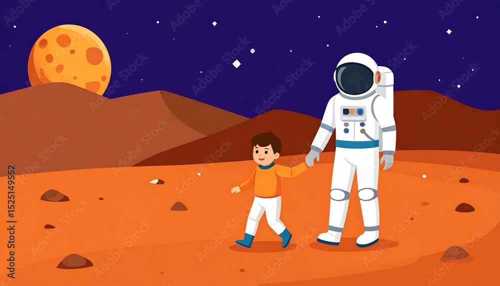 Obraz premium Astronaut Child on Mars.