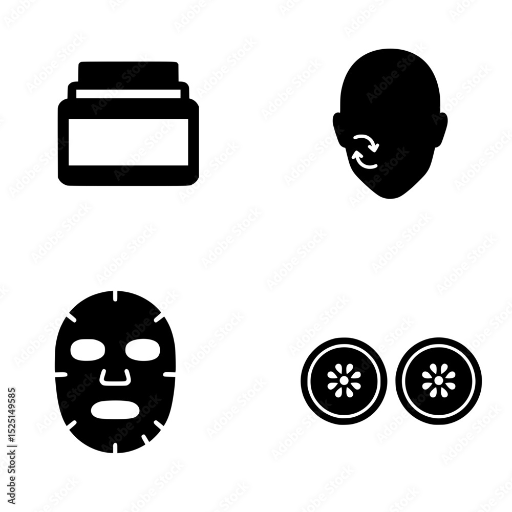 Fototapeta premium Skincare & Facial Self-Care Ritual Vector Icons