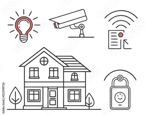Modern Smart Home Icons Collection – Security, Remote Access, Smart Gadgets, and IoT Symbols in SVG Format