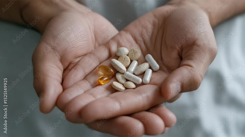 Salmonella outbreak concept ,Nutritional Supplements and Vitamins in Hands Capsules for Health, Wellness, and Nutrition Variety