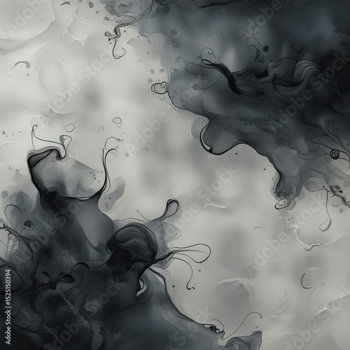 Abstract Black Ink Smoke Texture Background High-Resolution Art