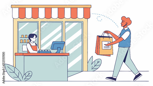 Retail Customer Receiving Order  Fast and Efficient Store Pickup Illustration
