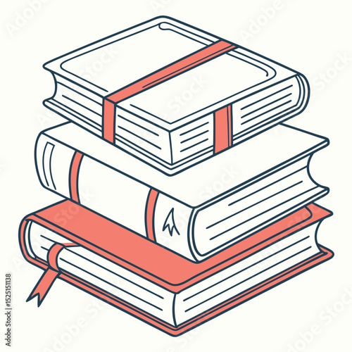 Vector book clipart, stack of old books
