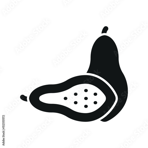 Flat papaya icon, perfect for tropical food, juice labels, healthy lifestyle, and organic visuals.