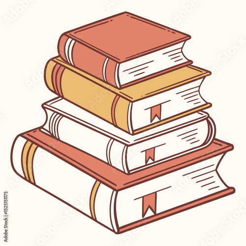 Vector book clipart, stack of old books