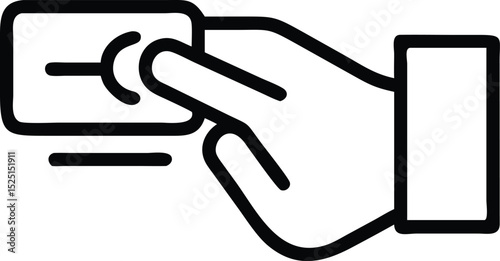 Line art icon of a hand scanning for safe access isolated on white background