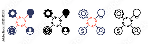Business Model icon sheet multiple style collection