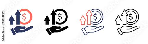 Profitability icon sheet multiple style collection