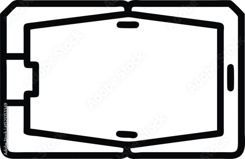 Open vault door line art icon black and white isolated on white background