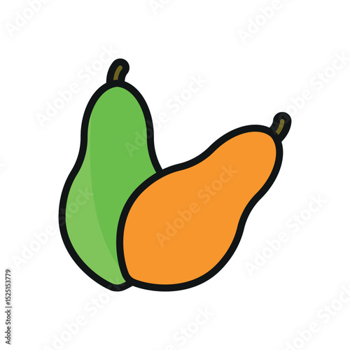 Flat papaya icon, perfect for tropical food, juice labels, healthy lifestyle, and organic visuals.