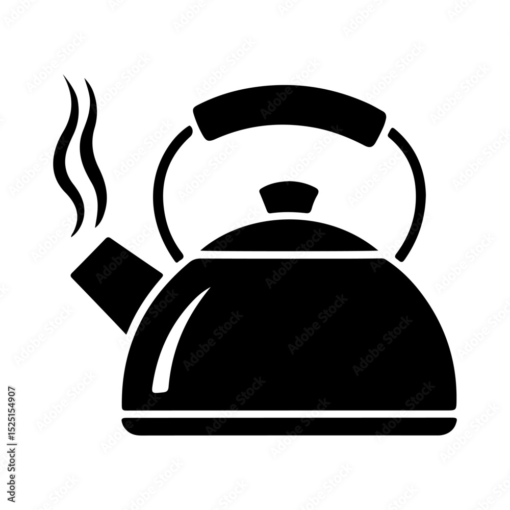 Obraz premium Kettle icon Silhouette vector style front view with white background