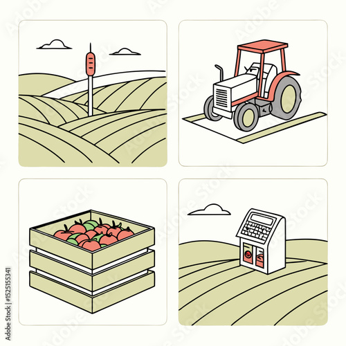 Farm Fresh Produce From Field to Table - Sustainable Agriculture Icons