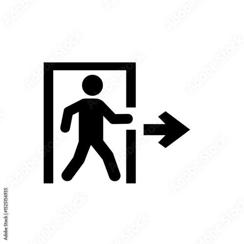 Exit icon with person walking out of door towards right direction  