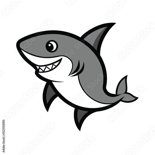 vector illustration of cartoon shark