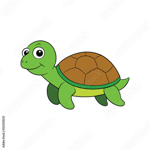cute cartoon sea turtle vector illustration