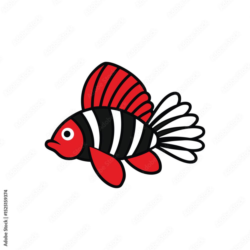 Obraz premium cartoon vector illustration of a lion fish
