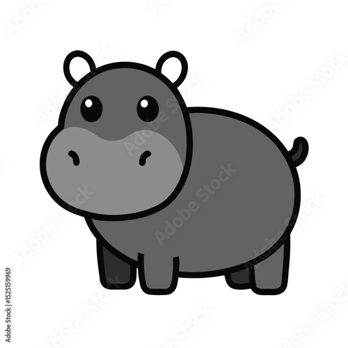 cute cartoon hippopotamus vector illustration