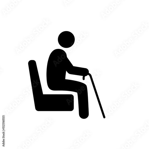 Icon indicating seats for elderly people in transportation