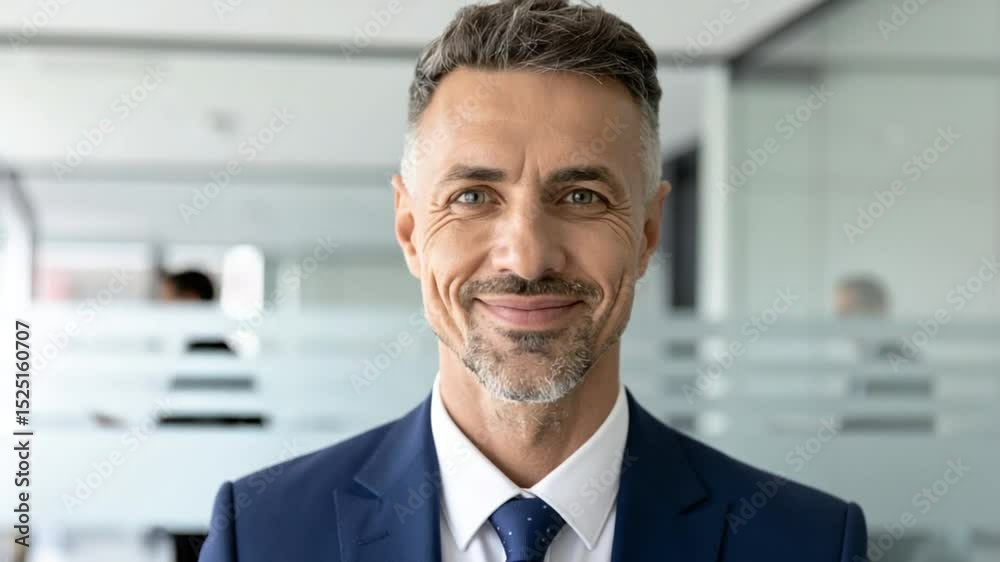 Confident Executive Portrait: A close-up captures a distinguished business executive, exuding self-assurance and approachability with a captivating smile. Confident Executive Portrait: A close-up captures a distinguished business executive, exuding self-assurance and approachability with a captivating smile.