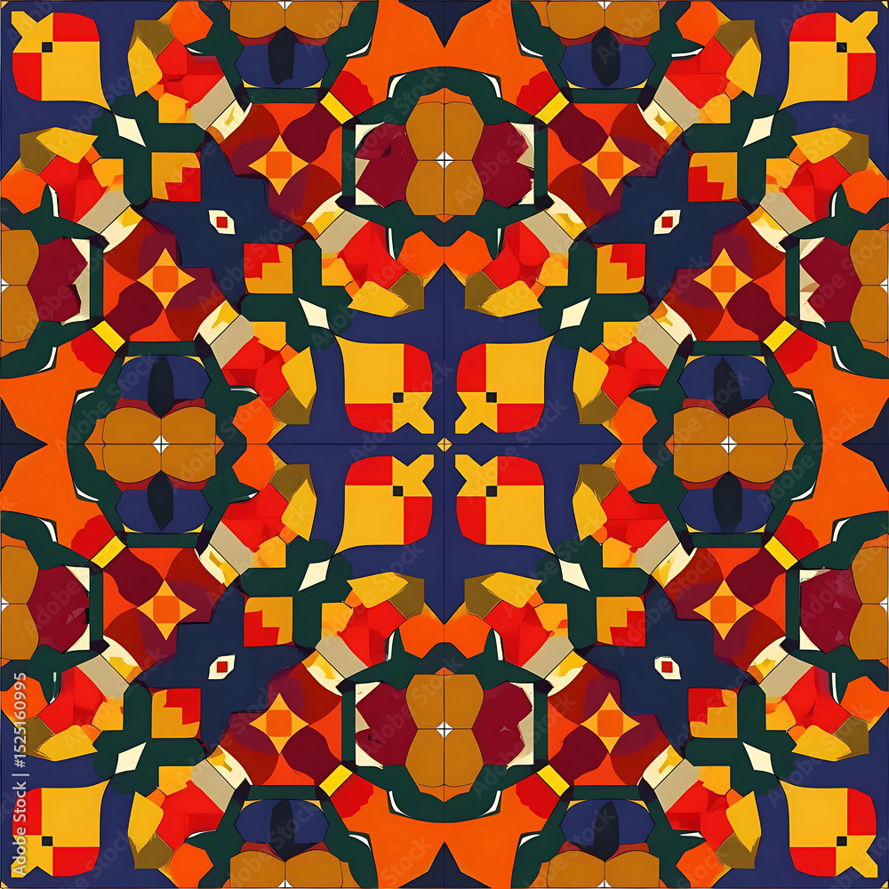 custom made wallpaper toronto digitalBold Symmetrical Geometric Pattern in Bright Colors Digital Illustration