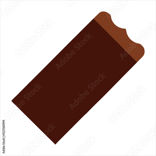 Partially Eaten Chocolate Bar Icon Illustration simple graphic depicting brown