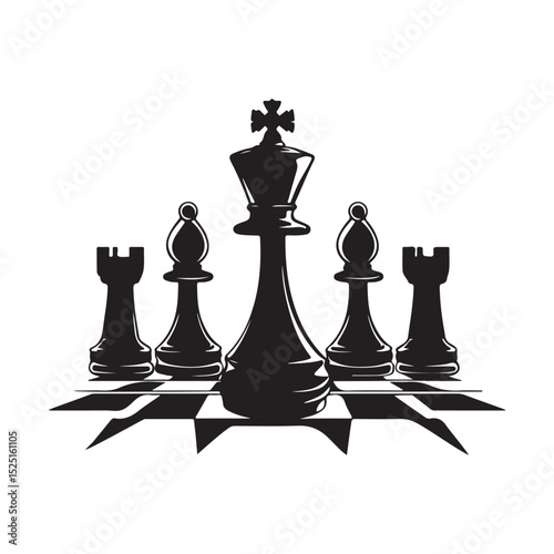 Chess club emblem template vector design isolated on white background.
