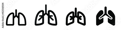 Lung Icons: Respiratory System Graphics for Medical Designs