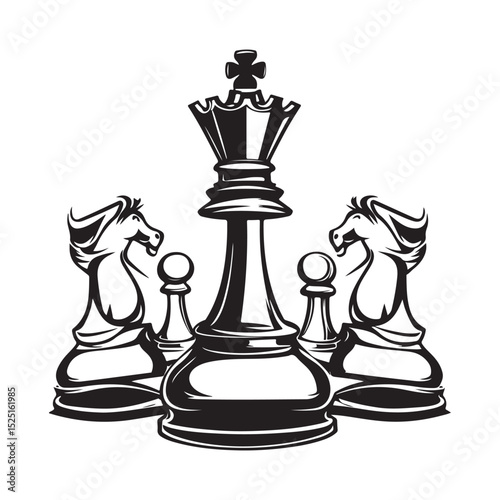Chess club emblem template vector design isolated on white background.