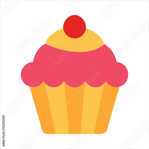 Simple Flat Illustration of a Cupcake colorful flat illustration cupcake
