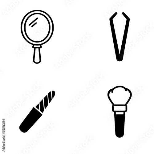 Personal Grooming Tools & Beauty Care Vector Icons