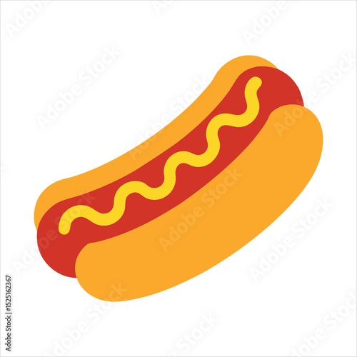 Simple Hot Dog Icon with Mustard Illustration simple vector graphic