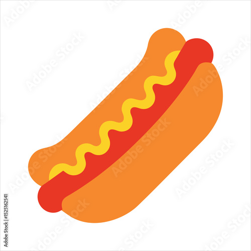 Simple Hot Dog Illustration with Mustard stylized graphic hot dog