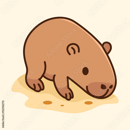 Cute Capybara Playing at the beach
