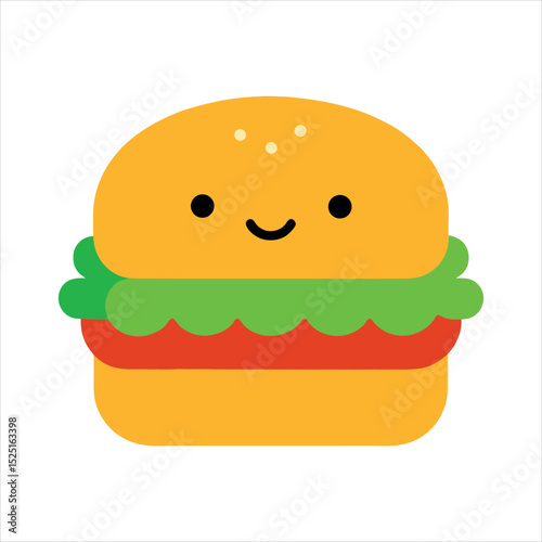 Cute Cartoon Hamburger Illustration for Kids Menu