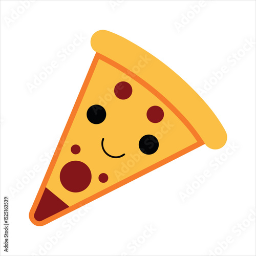 Cute Cartoon Pizza Slice Illustration for Food Blogs