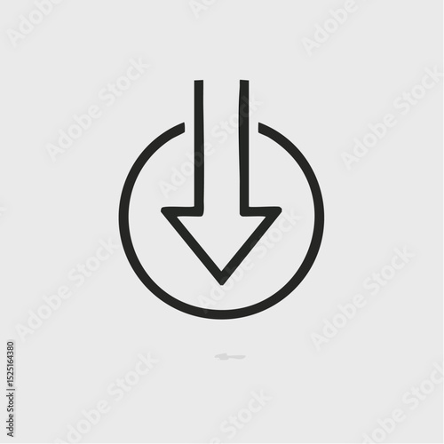 Simple black and white download icon with arrow pointing downwards inside a circle