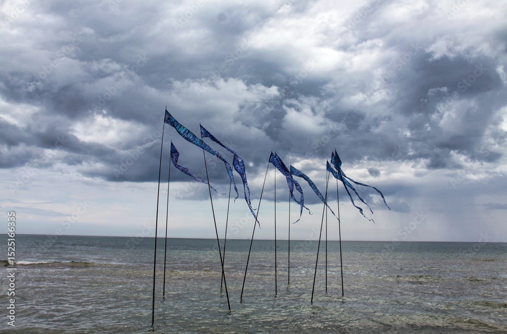 Fototapeta premium decorazioni sulla spiaggia di Cervia in occasione dell'annuale festival internazionale degli aquiloni 