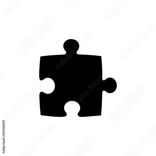 Single jigsaw puzzle piece silhouette vector flat illustration on white background.